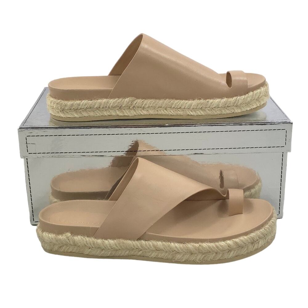 Sigerson Morrison Laddie Padded Leather Slides in Light Latte Espadrille Sandals